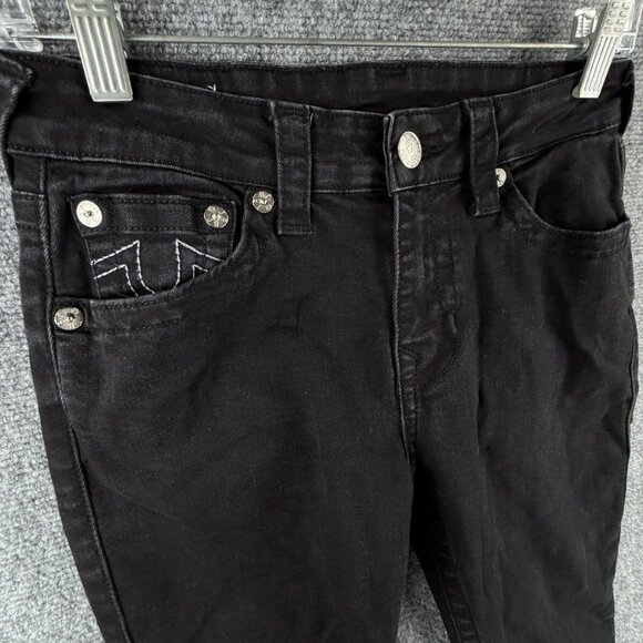 TRUE RELIGION JENNIE Curvy Mid Rise Skinny Black Jeans Women Size 29 Stretch - Picture 9 of 15